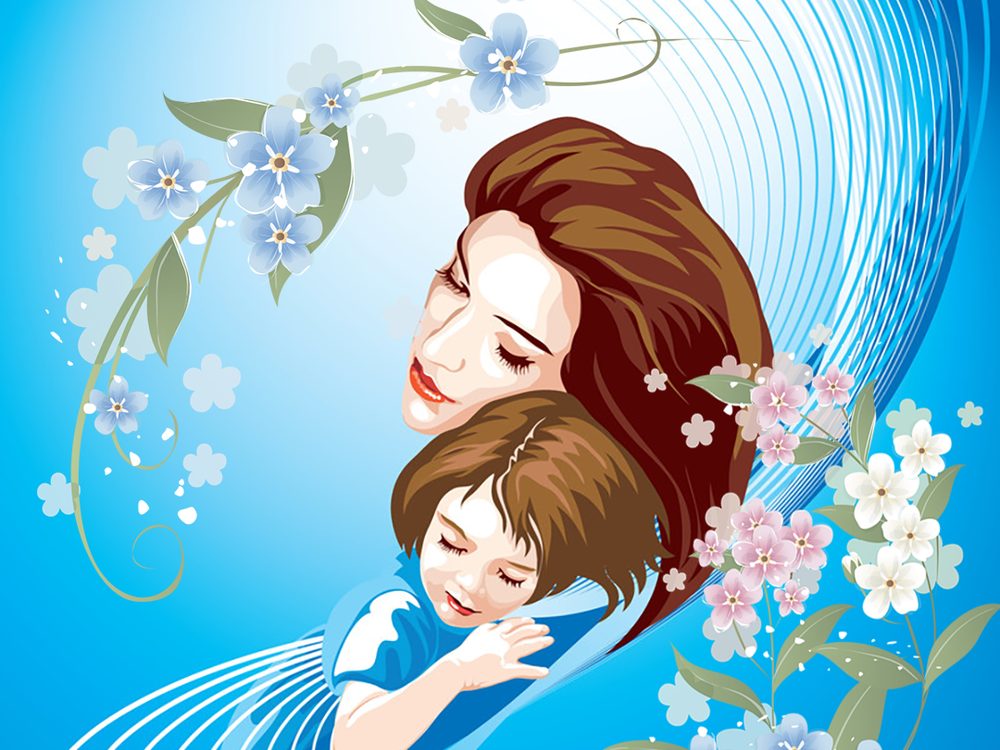 Детский рисунок мама с ребенком